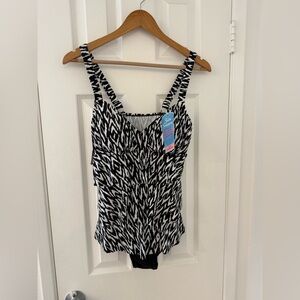 Swim Solutions Bust Support & Slimming Bathing Suit, Size 10, NWT